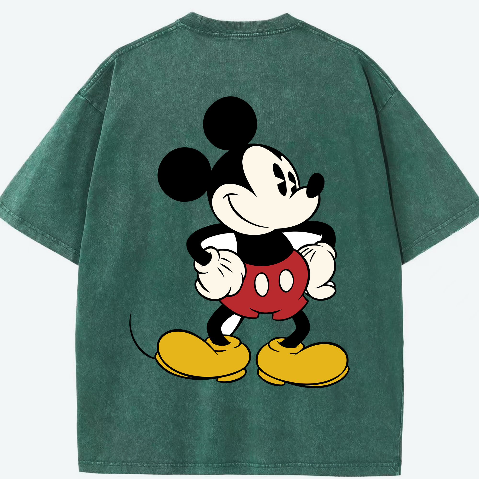 （画像用） ミッキーマウス Mickey Mouse 綿100% ヴィンテージ風 半袖Tシャツ（背面プリント）